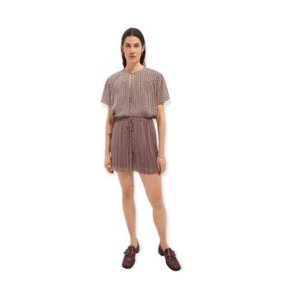 Scotch & Soda Printed High Waist Drawstring Bermuda Burgundy Shorts size M NWT - Picture 1 of 11